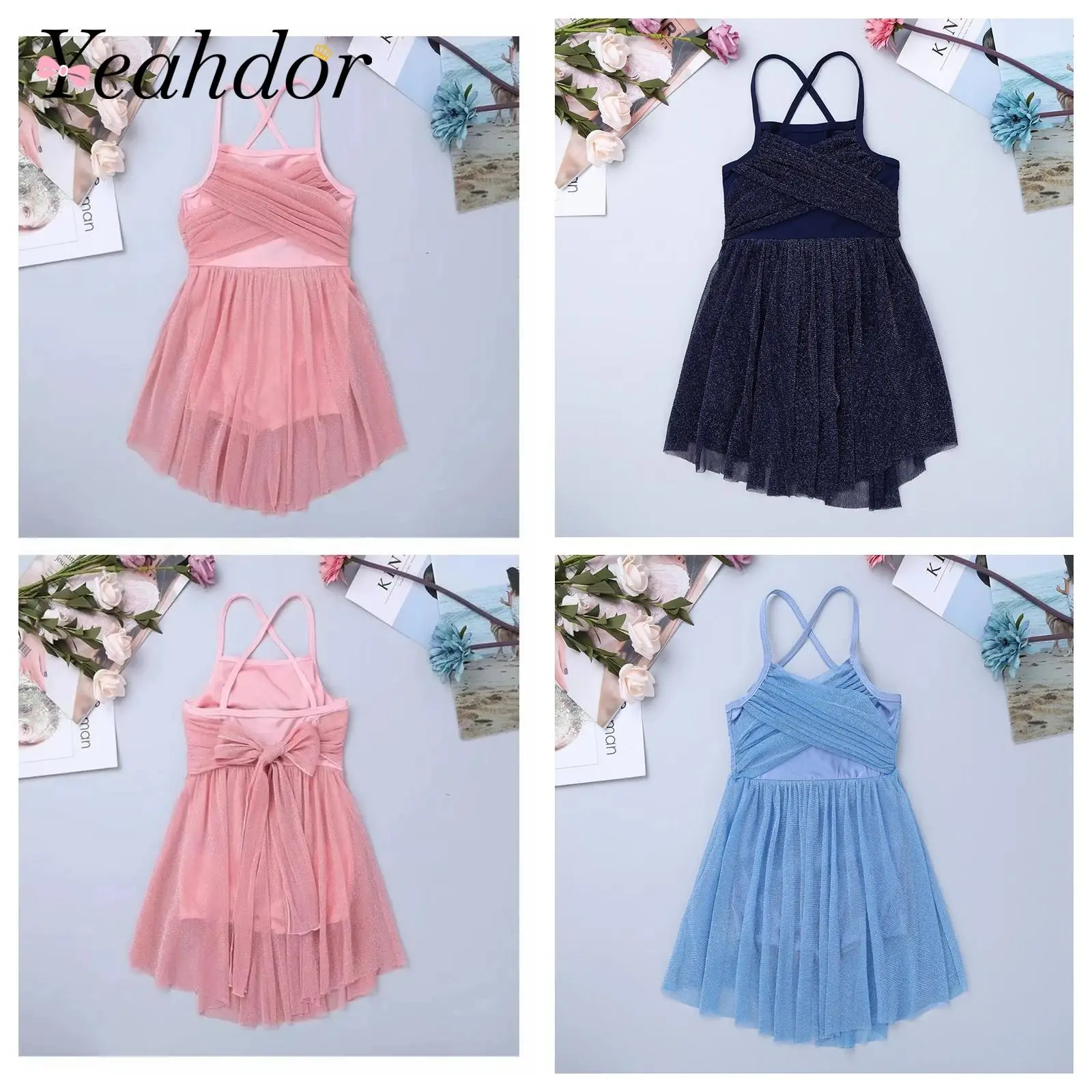 

Girls Lyrical Dance Costume Tutu Ballet Dress Glittery Mesh Gymnastics Leotard Children Kids Ballerina Dancing Clothes Dancewear