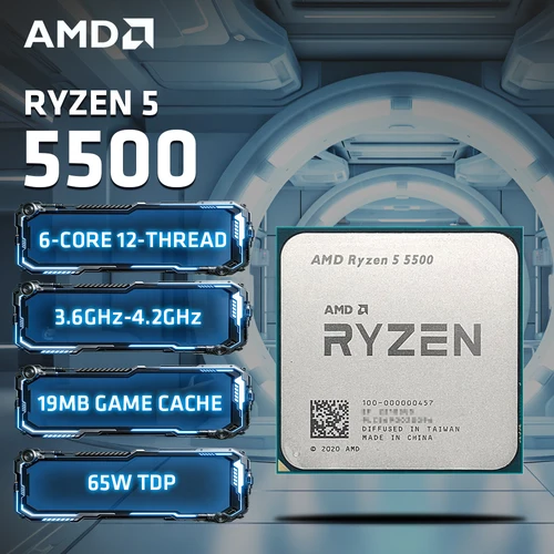 Imagen 2 del producto Procesador AMD Ryzen 5 5500, 6 Núcleos, 12 Subprocesos, 3.6GHz hasta 4.2GHz, Socket AM4, para Juegos y Streaming, Sin Ventilador Incluido