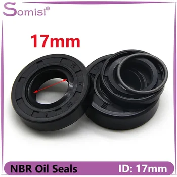 NBR 오일 도장 NBR 오일 도장, ID 17mm, TC-17 x 25, 27, 28, 30, 32, 35, 40, 45/47x5, 7, 8, 10mm 니트릴, 2 개, 5 개 고무 샤프트 더블 립 오일 가스켓 