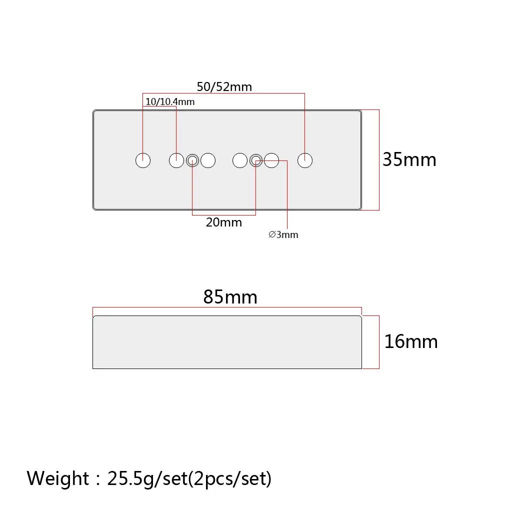 アイボリー P-90 ソープバー ピックアップ カバー 50/52mm ポール ギター ハムバッカー用