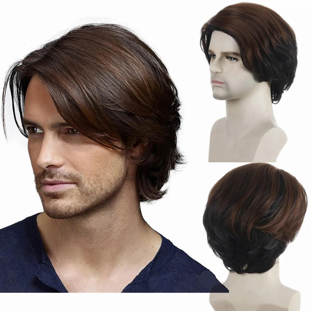 European and American Men\'s Wig New Fashion Hair Personality Daily Wear Silver Gray Fiber Head Cover Short Man