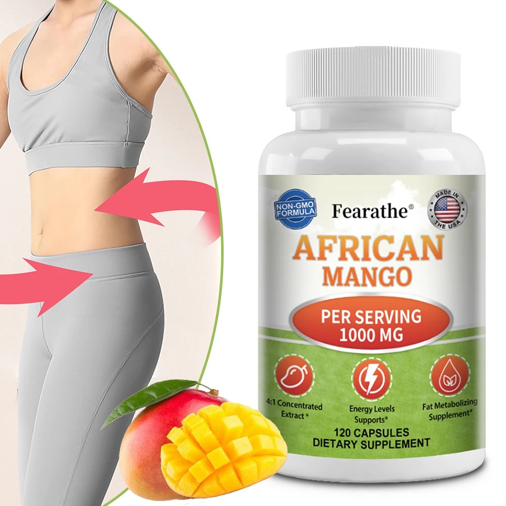 African Mango Capsules - Powerful Metabolism, Appetite Suppressant, Immune System Health, Fat Burning Capsules, Non-GMO