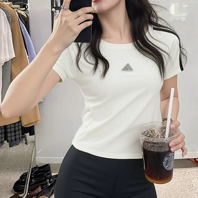 Women's adidas KR7606, 2026 Summer Off Shoulder Cropped Tank, Slim Fit Sleeveless Sports Top for Gym & Daily Street Casual Wear