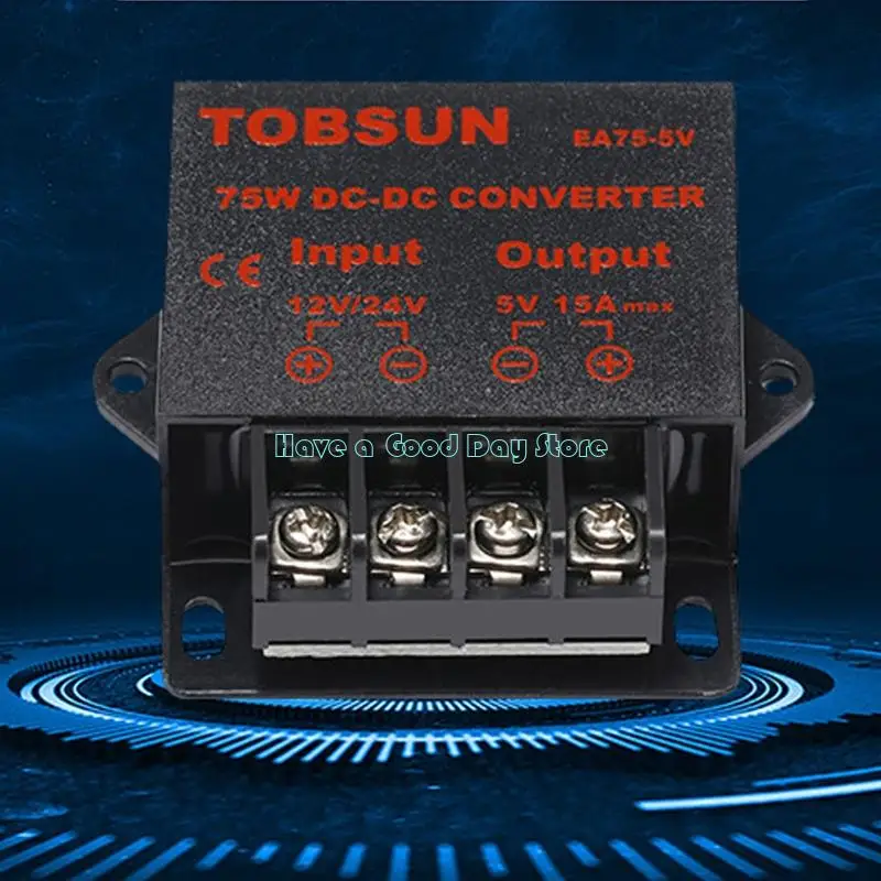 462D DC12V/24V to DC5V 15A Power Stepping Down Converters,75W Power Converters Module with Screw Terminal Wiring for Vehicle