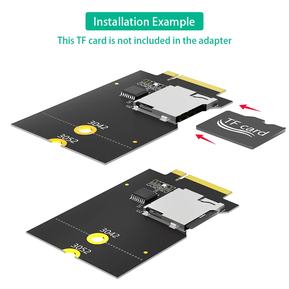 New Version Micro SD Card, TF SDHC SDXC to NGFF Key B Adapter(Supports USB Bus,  not SATA Bus)