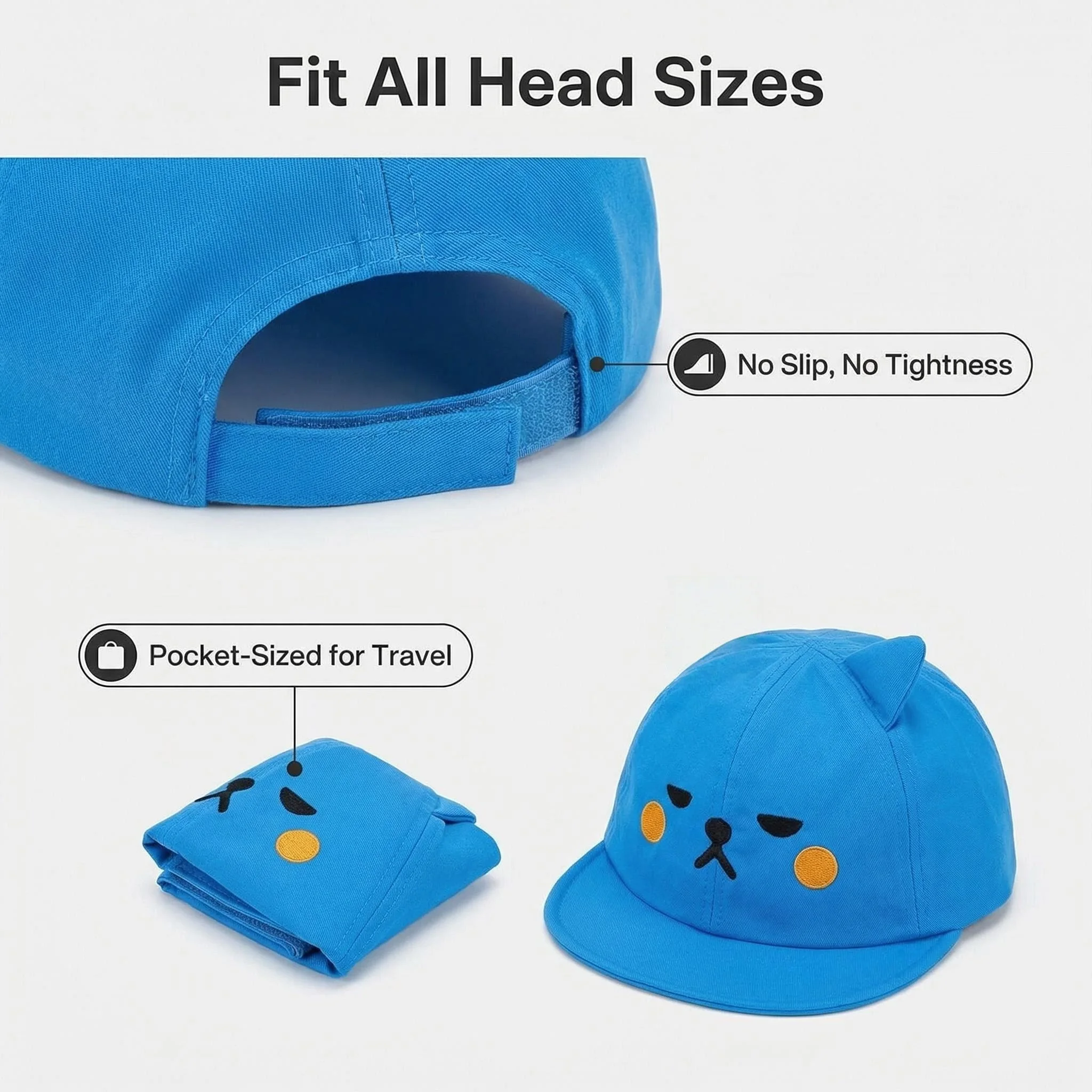 1PC Reversible Cute Cartoon Hat Velcro Adjustable Dome Baseball Cap Spring And Autumn College Youth Style Hat CJCYMZ004 view 3