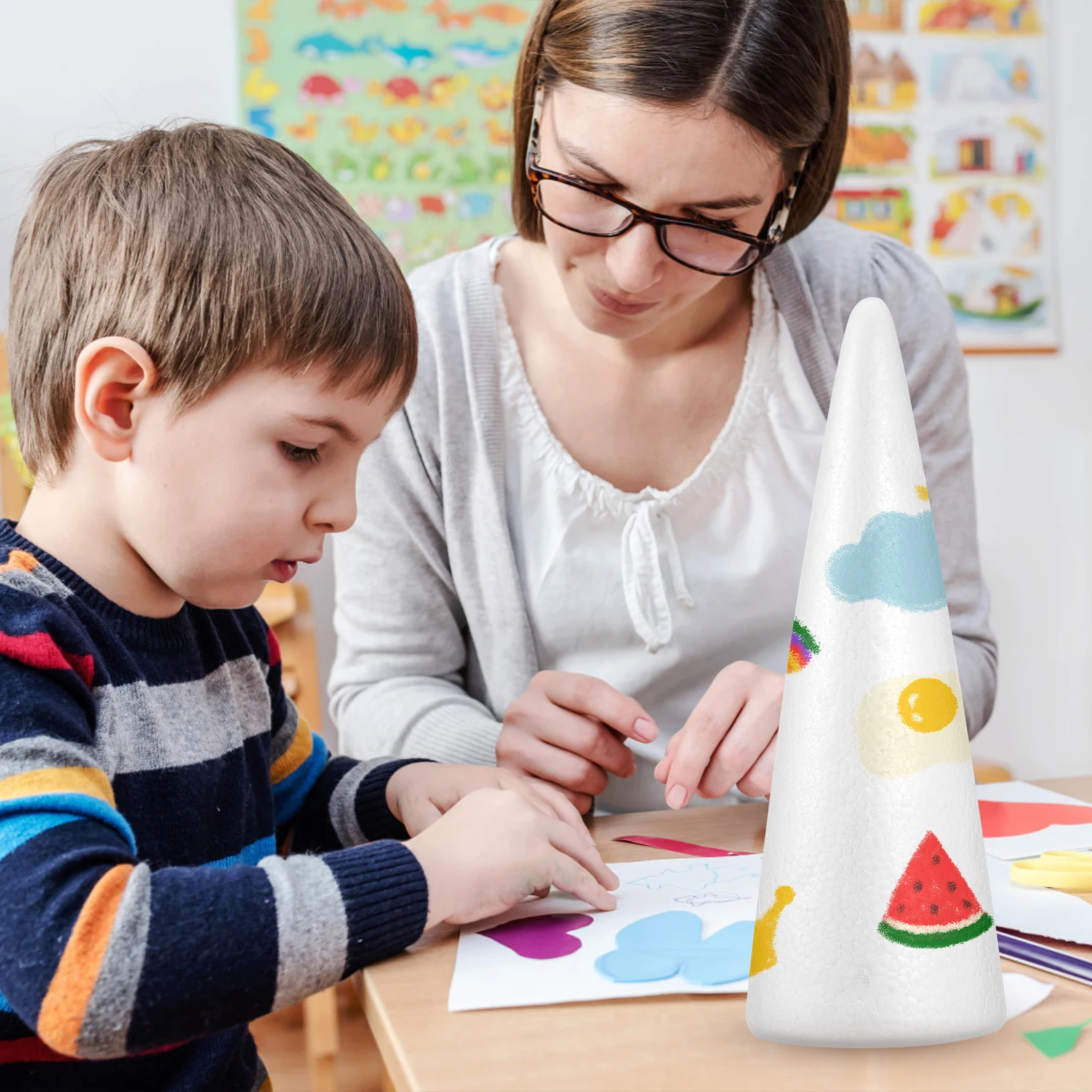 

2Pcs Foam Cone Craft Supplies Decorative Shape Large Schaumstoffkegel Kids Activities Church Preschool Home DIY Winter Christmas