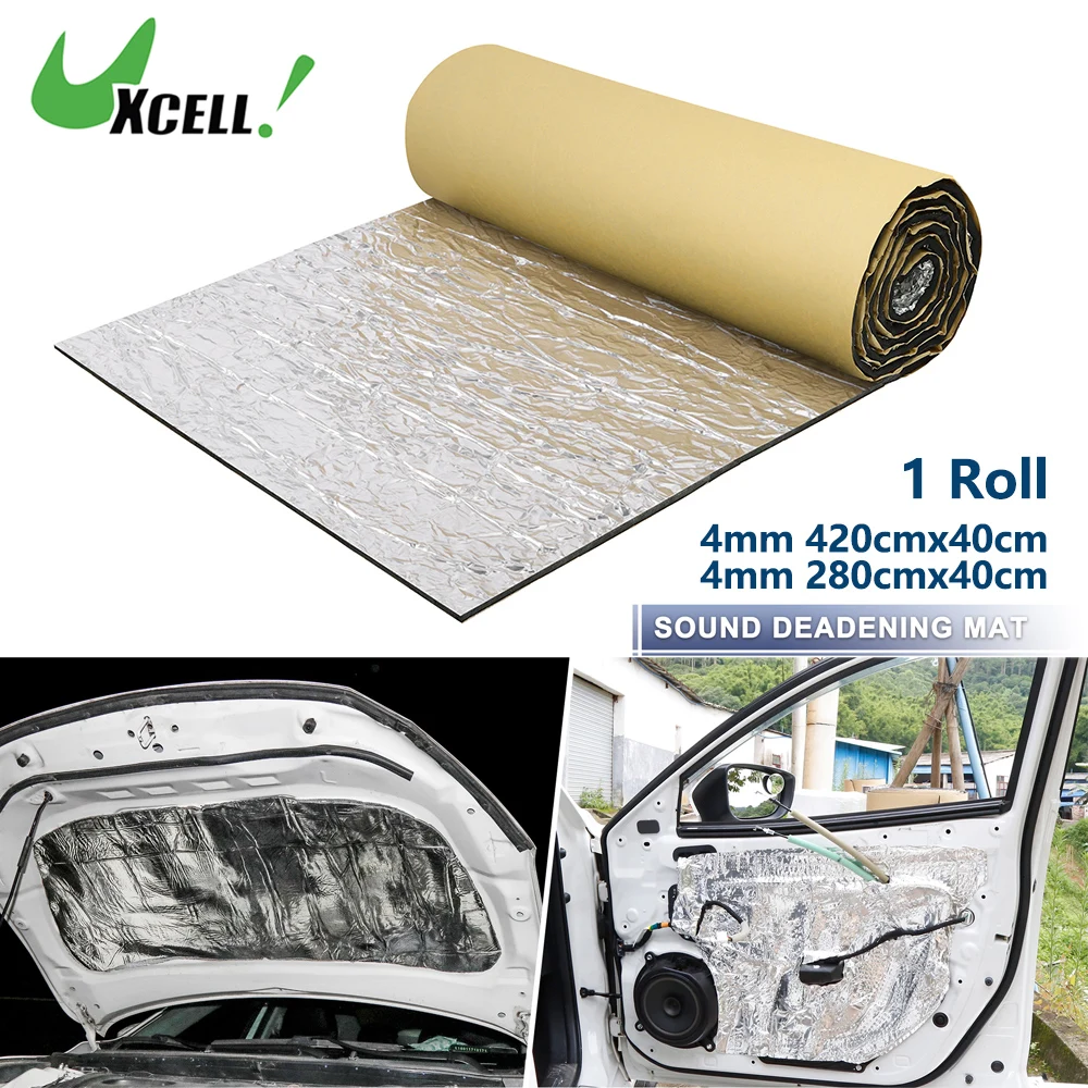 

UXCELL 420X40cm 280X40cm Thick 4mm Car Sound Deadening Mat Aluminum Damping Heat Insulation Rubber Roll Mat