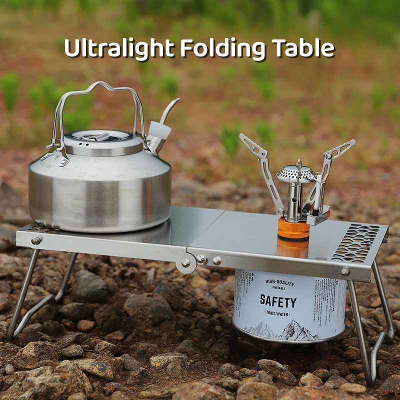 

Stainless Steel Gas Stove Barbecue Shelf Ultralight Folding Table Camping Hiking Simple Table Outdoor Camping Furnace Table