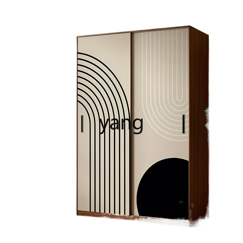 

LCX retro solid wood wardrobe surprise quiet wind black and white art hanging wardrobe bedroom wall locker