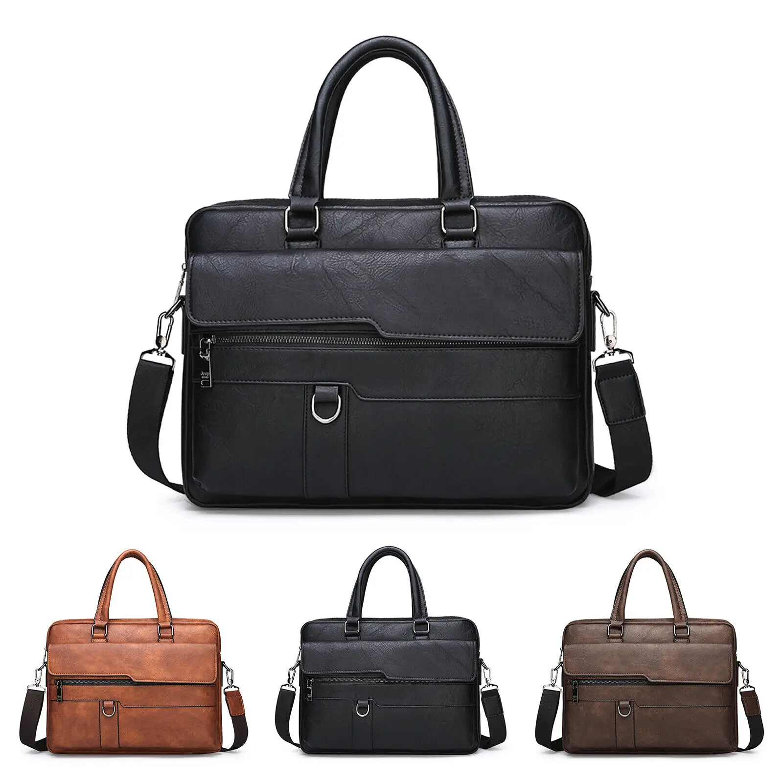 

Fashion Men Laptop Bag Business Briefcase Satchel PU Leather Shoulder Bag Large Capacity Messenger Bag Solid Simple Handbag