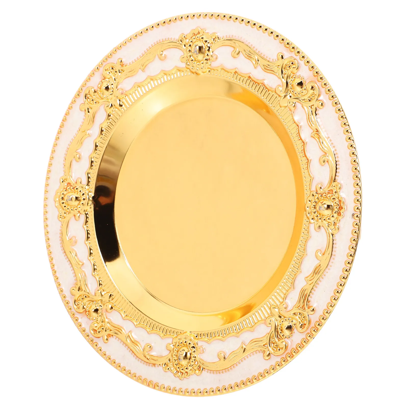 

Винтажный декоративный маленький круглый золотой поднос, многофункциональный держатель-органайзер для домашнего декора и фотосъемки