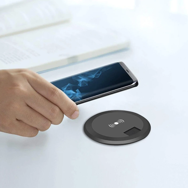 Y1UB Embedded 10W Wireless Charging Make IT Simple Desk Wireless Desktop Grommet Power Wireless Charging Pad