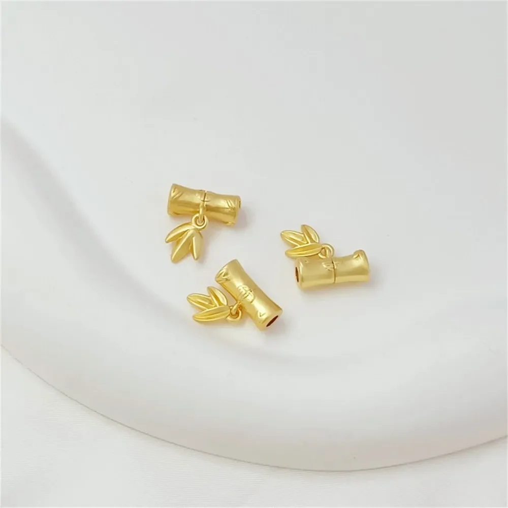 18K مطلية بالذهب الطريقة القديمة الذهبي الخيزران المشتركة أنبوب منحني حياة الفرح النفط بالتنقيط قلادة ، DIY بها بنفسك اليدوية مجوهرات الإكسسوار #4