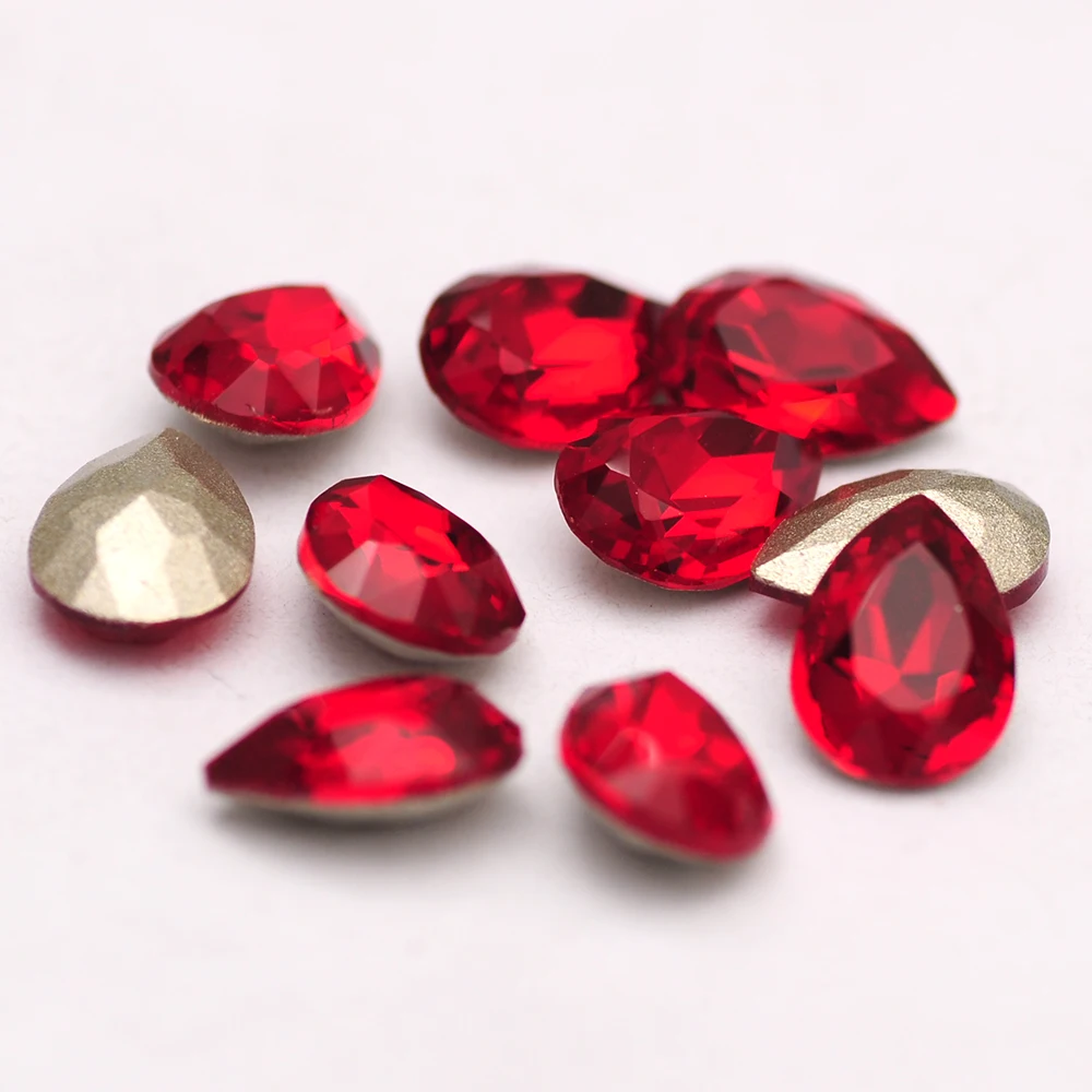 Red Color Best Quality Nail Parts Fancy Rhinestone Mix Shapes Sizes Crystal Glass Nail Art Stones Shiny Nail Decorations