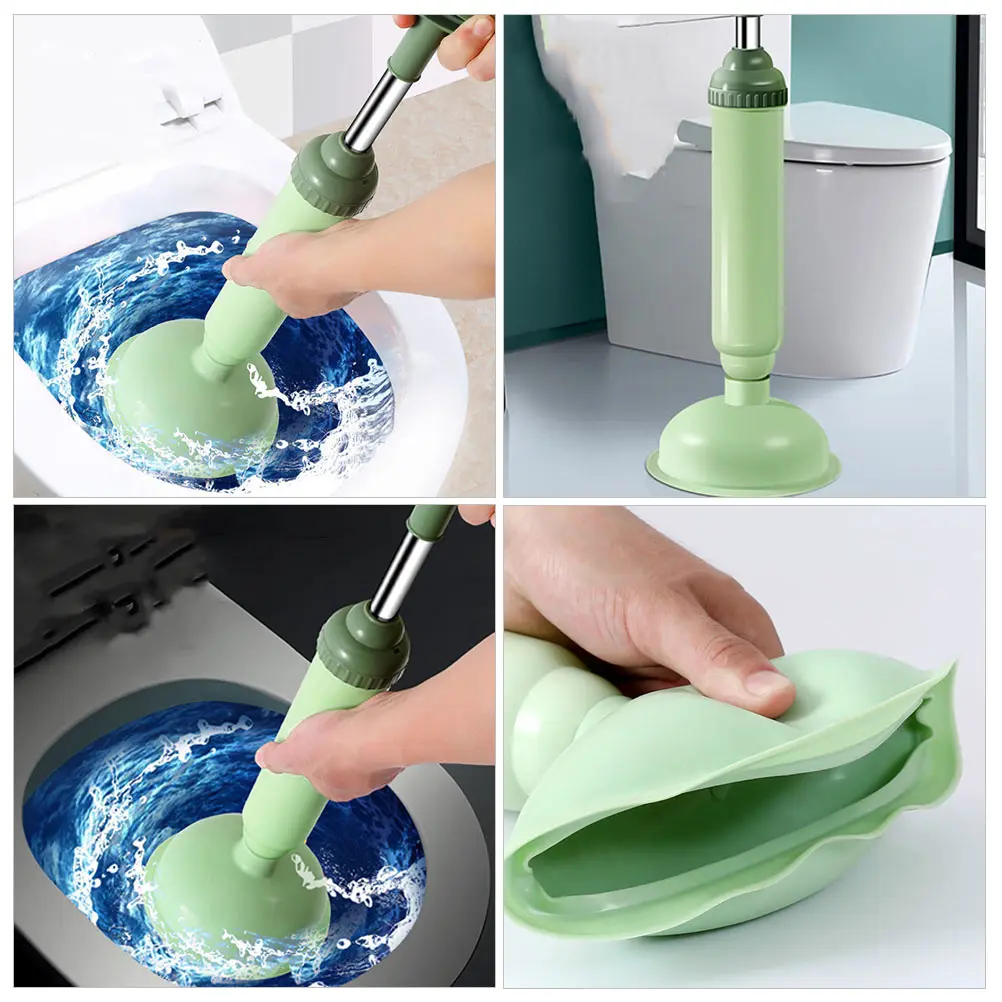 

1Pcs Toilet Suction Cup Green Clogging Solver Practical Sewer Cleaning Tool for Home Bathroom Kitchen Use