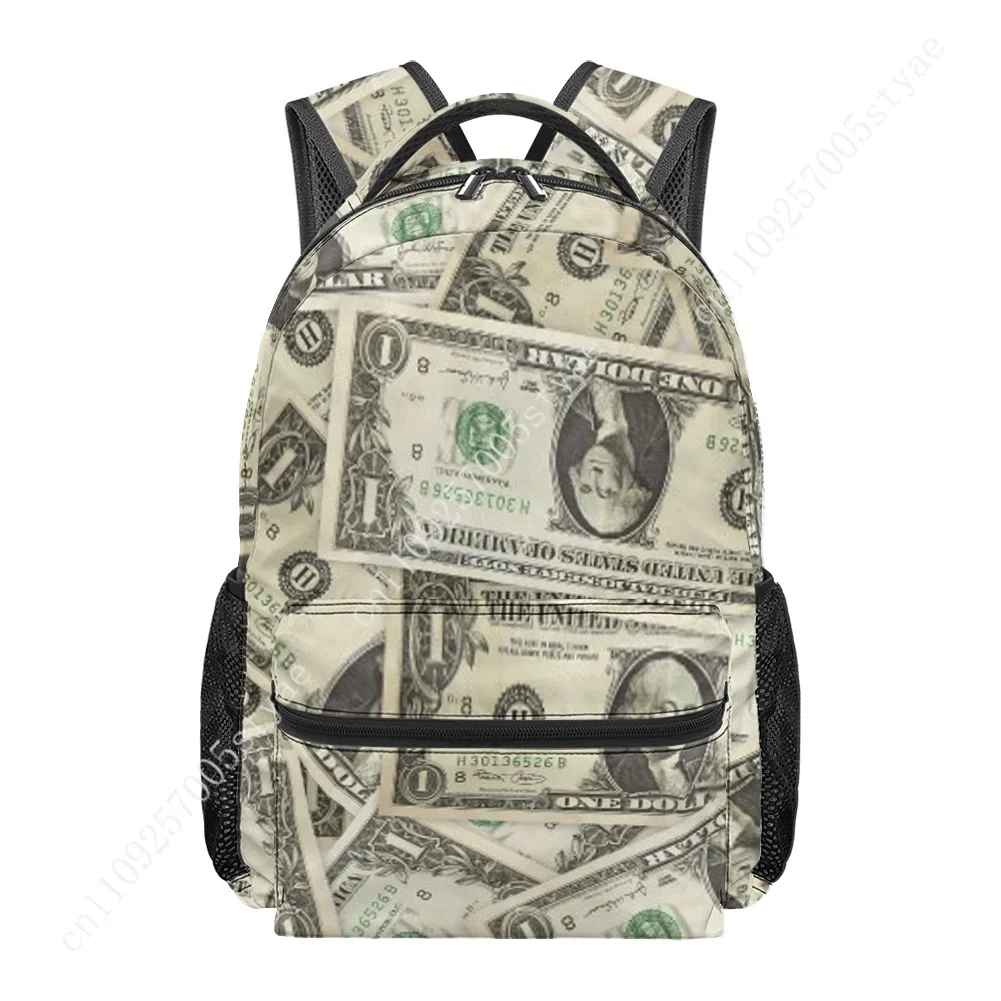 Dollar Printed All-over Print Student Backpack Custom Casual Suitable for Travel and Camping Lightweight, and Easy To Clean