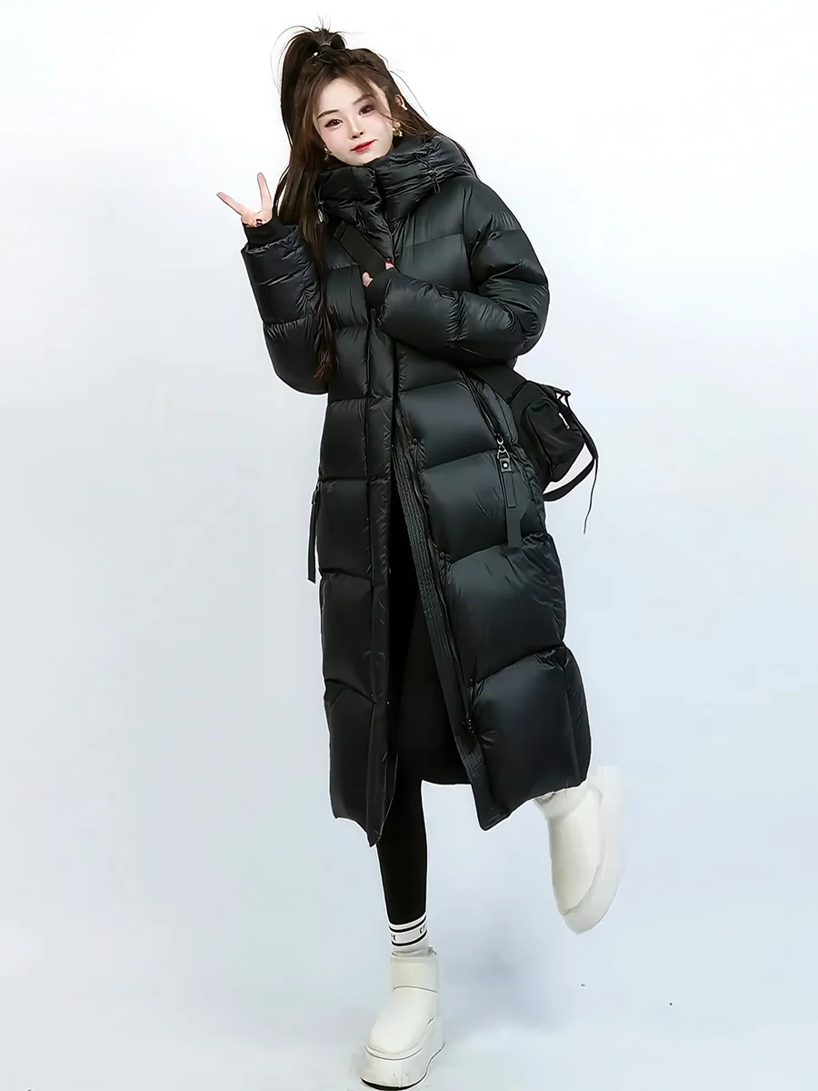 Ultra-Thi blanco Du down Puffer Jaet invierno 2025 nuevo abrigo largo por encima de la rodilla con capucha para mujer ropa informal Ci