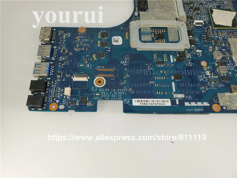 FOR DELL inspiron 5520 laptop motherboard QCL00 LA-8241P  CN-06D5DG 6D5DG mainboard Notebook PC