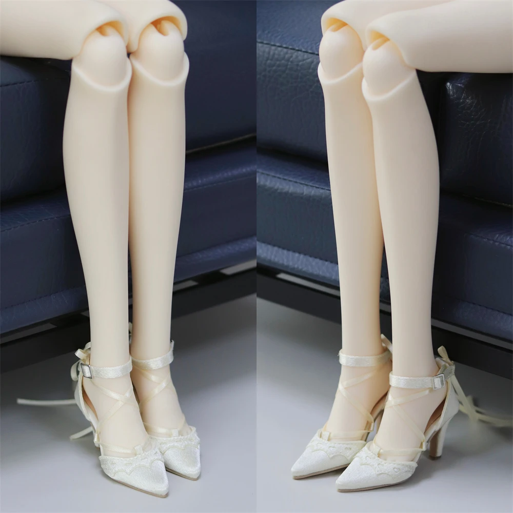 BJD Doll Shoes Toy Girls White Black Cross Buckle Soft Real Silk Elegant 1/3 Pointy Toe Simple High Heels Gifts Doll Accessories