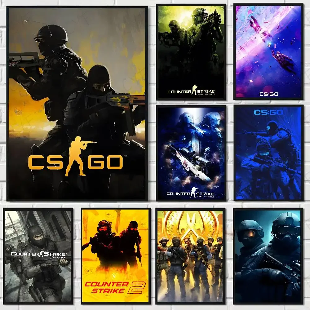 ملصق كاونتر سترايك CS 2 عتيق عالي الدقة جدار فني مقاوم للماء لغرفة المعيشة وغرفة النوم والديكور الجمالي #1