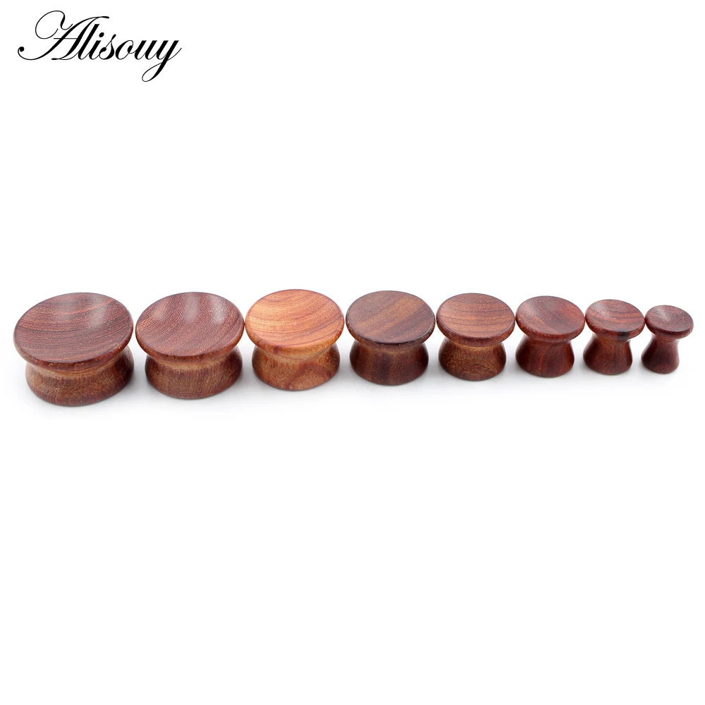 Alisouy 2pcs 6mm-20mm Concave Natural Wood Men Women Ear Tunnels Plugs Expander Stretchers Gauges Earrings Piercing Body Jewelry