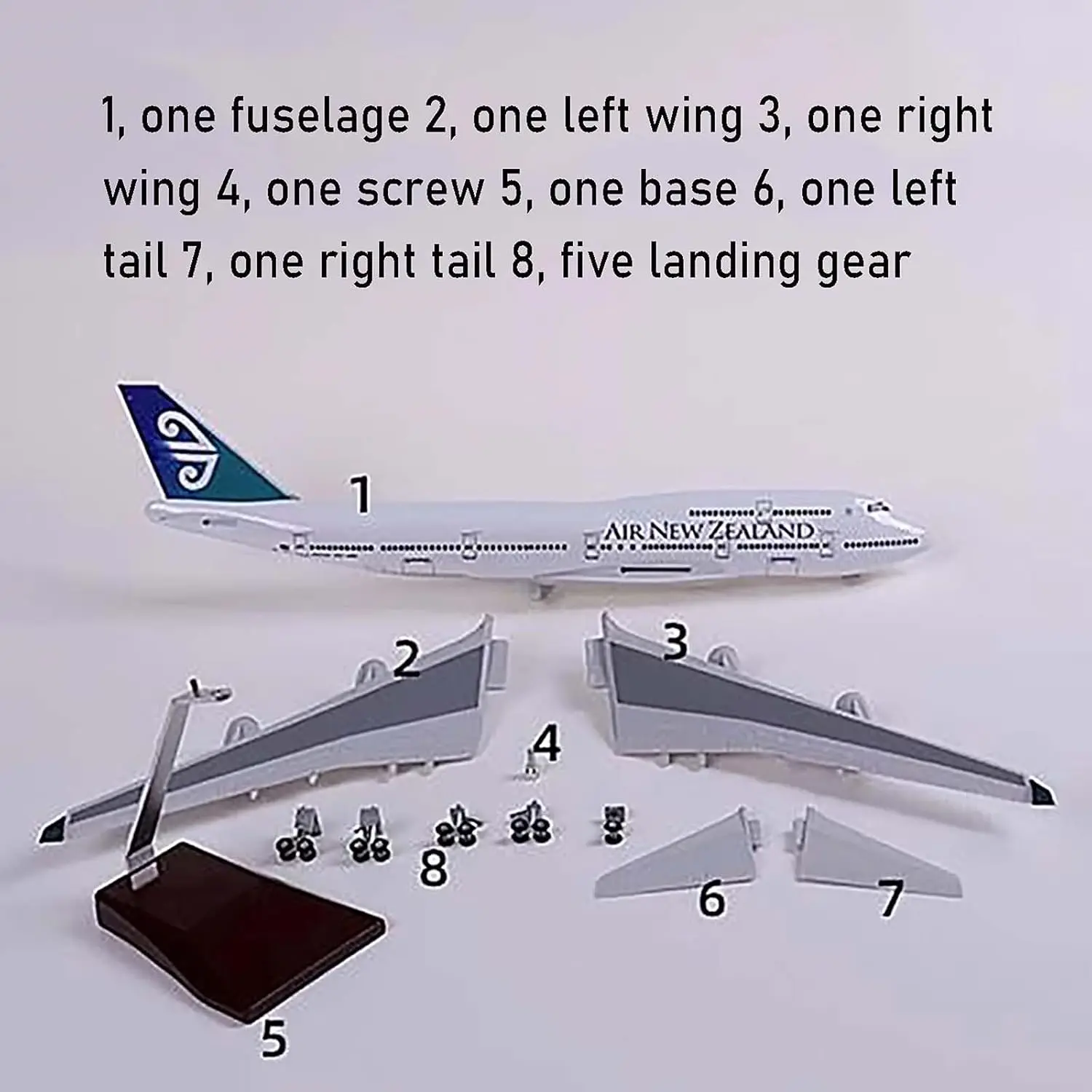 1/160 18,5 pulgadas aire Nueva Zelanda B747 simulación modelo de avión de aviación Civil con ruedas ensambladas decoración de avión de aviación