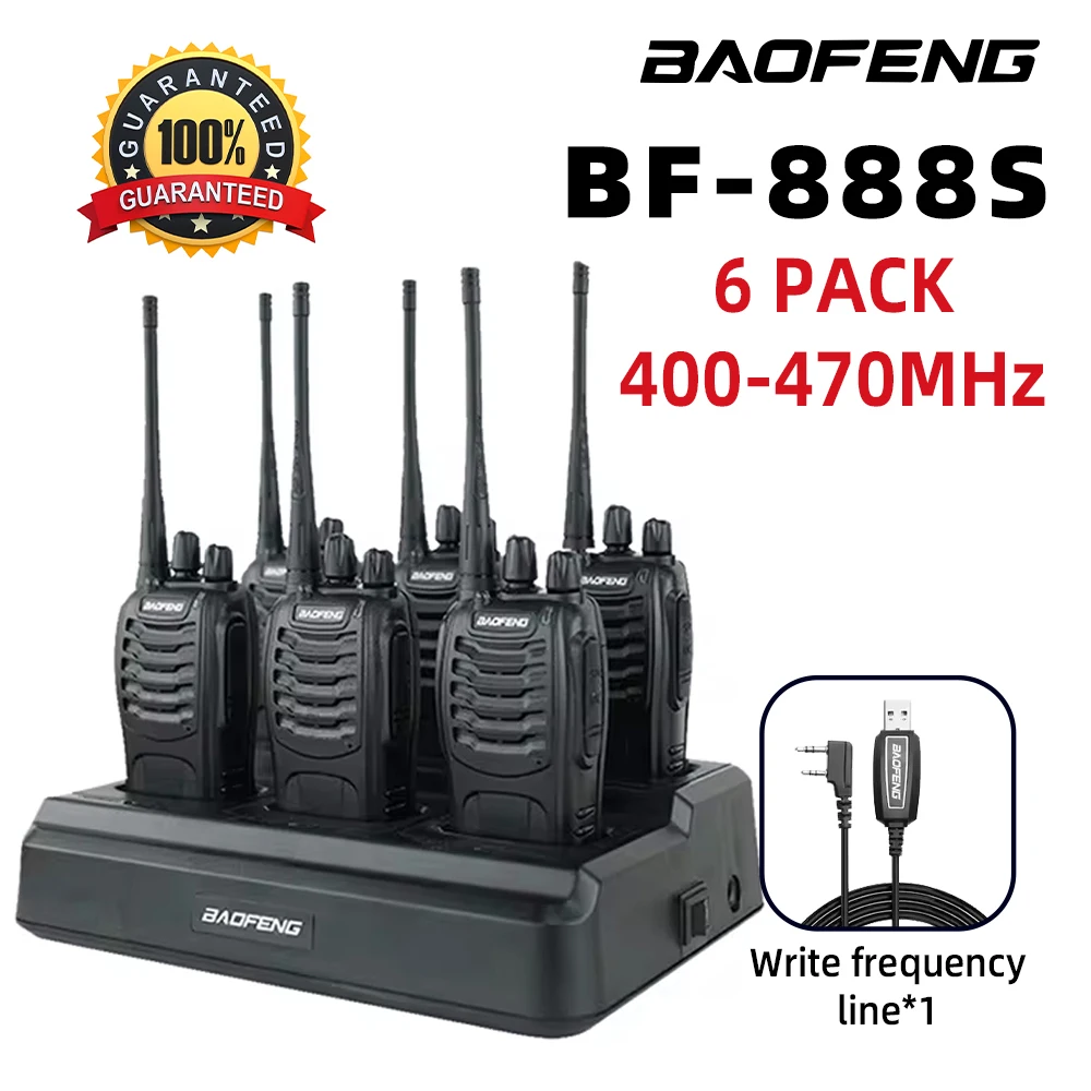 6 حزمة Baofeng 888S ترقية طويلة المدى UHF 430-440MHz راديو لاسلكي ثنائي الاتجاه 16CH جهاز إرسال واستقبال لاسلكي محمول باليد