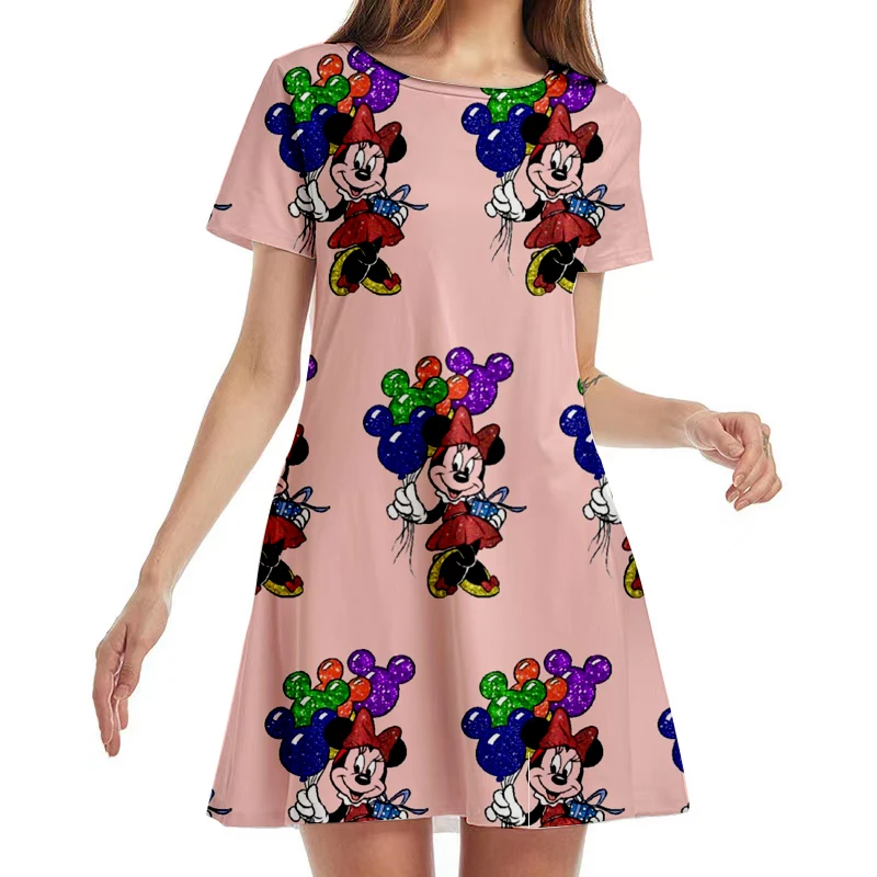 

Fashionable Casual Comfortable Women's Short Sleeve Dress Summer New Women's Dress Cartoon Kawaii 3D Print Dress