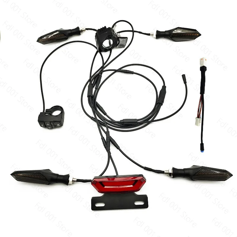 Ebike Electric Bicycle Turn Signal Kit Set 52V  36V 48V Flow Flashing Waterproof Cable