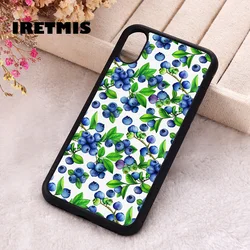 Iretmis Phone Cover Case For iPhone X XS Max XR 11 12 13 PRO MINI 14 15 16 Plus Rubber Silicone Blueberries Pattern