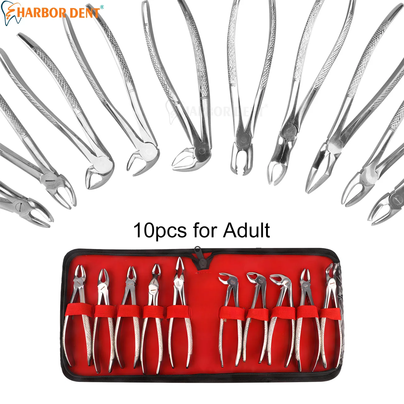 

10Pcs/Pack Dental Forceps Tooth Extraction Forcep Pliers Kit For Adult Stainless Steel Surgical Teeth Extracting Dentistry Tool