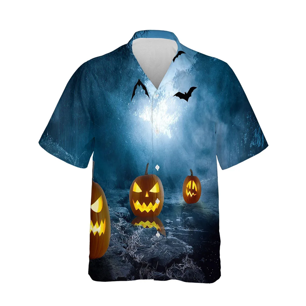 

Jumeast 3D Halloween Festival Clothing Blouses Oversized Casual Mens Hawaiian Shirt Short Sleeve Fashion Streetwear Men Shirt