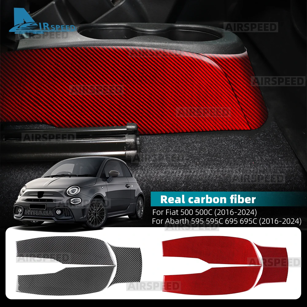 Echte weiche Carbonfaser-Aufkleber für Abarth 595/595C/695/695C Fiat 500/500C 2016 2017 2018 2019 2020 2021 2022 2023 2024 2025 2026 LHD RHD Auto Schaltknauf Handbremse Seitenverkleidung