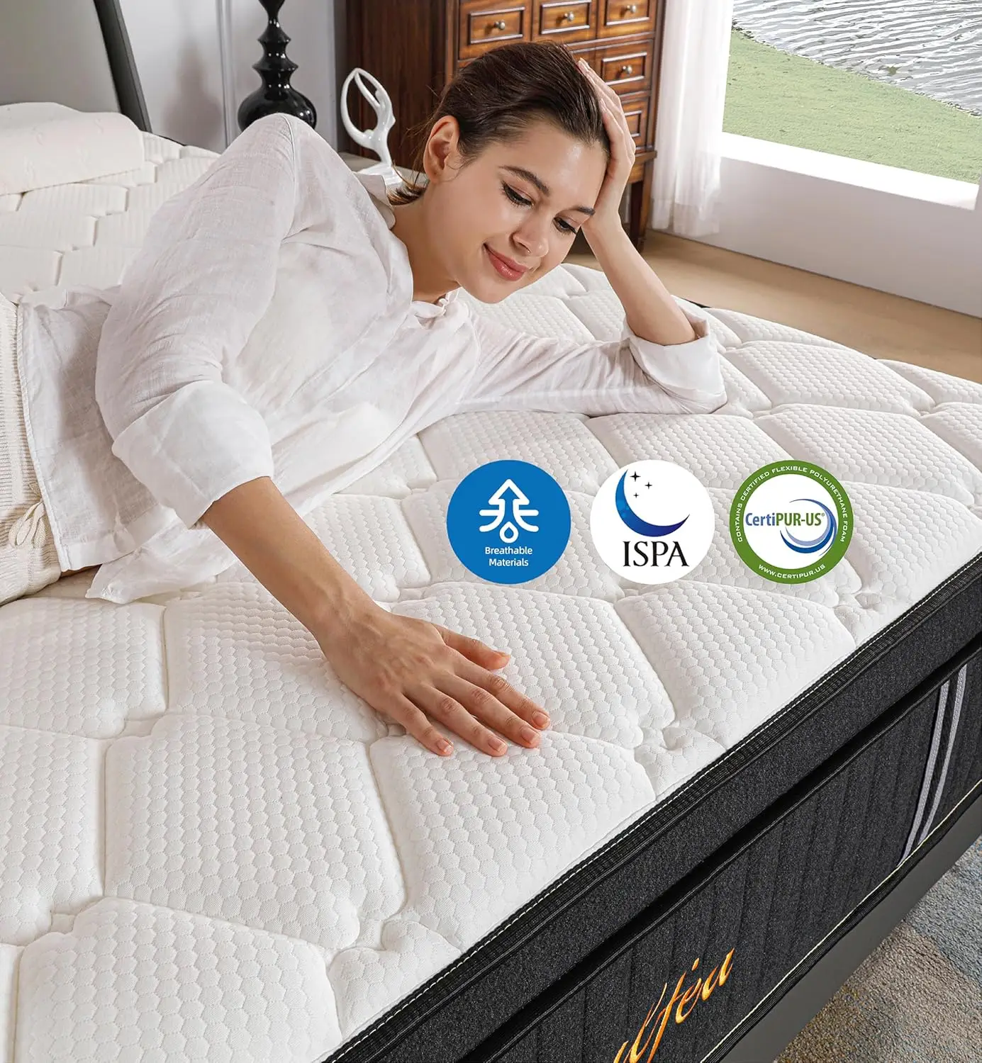 14 Inch Memory Foam Hybrid Black King Mattresses,Pocket Spring King Mattress in a Box for Sleep Supportive Pressure Relief,Mediu