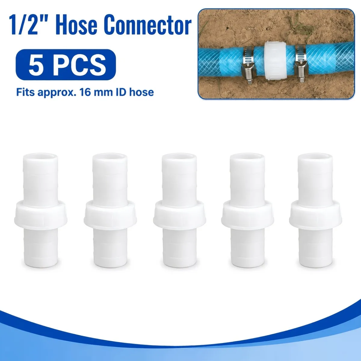 1/2 inch Hose Docking Joint, Hose Connector, Used for Flexible Water Pipes with an Inner Diameter of Approximately 16mm