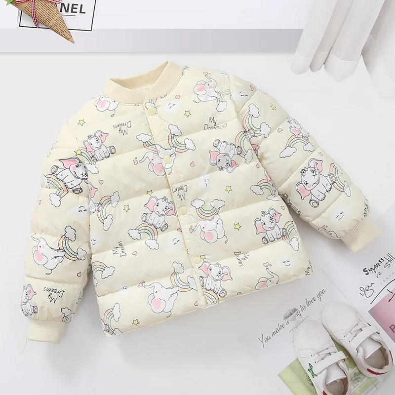 

Children's Down Cotton Padded Jacket Liner Cute Boys and Girls Baby Loud Dinosaur Light Cotton Padded Jacket Children Warm