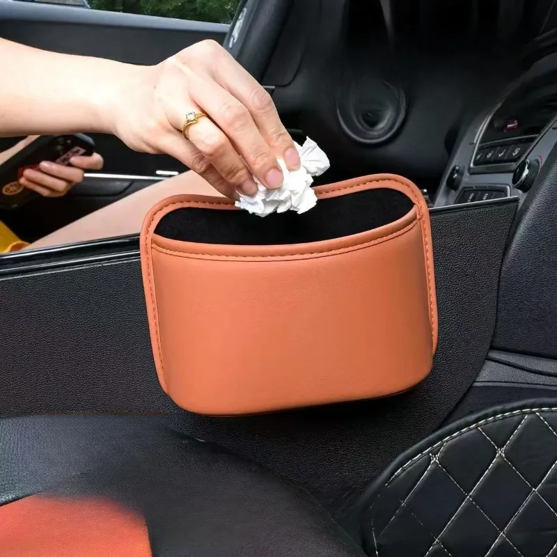 1pc Car Cup Holder Universal Car Seat Back Clip Storage Bag Waterproof PU Leather Side Door Stable Bottle Holder Organizer