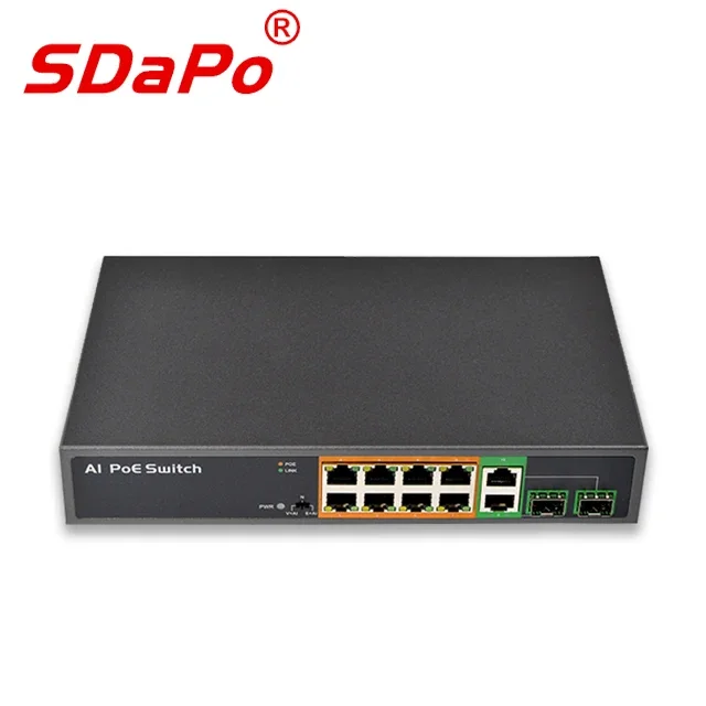 

SDAPO PSE1008GSR-AI 150W TP/SFP not Combo 8+2+2 SFP all gigabit anti-thunder 4KV poe switch