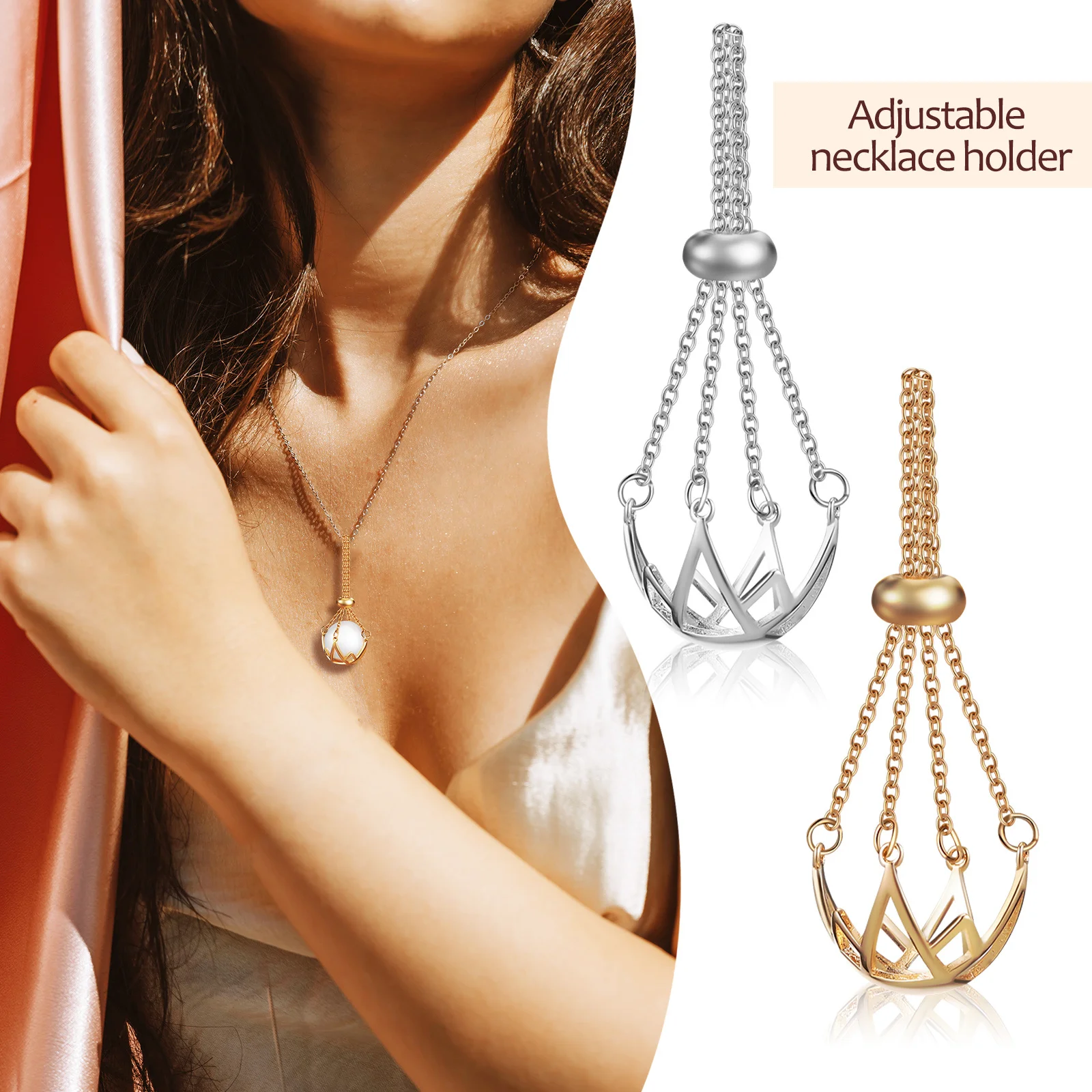 

2Pcs Crystal Stone Necklace Holder Copper Hollow Pendant Creative Jewelry Charms DIY Necklace Accessory Crystal Holder Necklaces