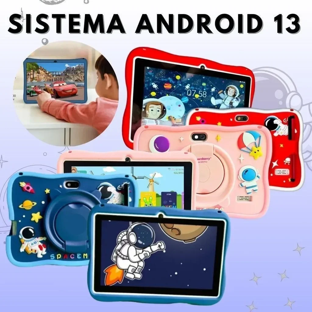 Tablet inteligente Android para crianças infantis, 7 Polegada, Wi-Fi, Bluetooth, Android, Super resistência, 2025