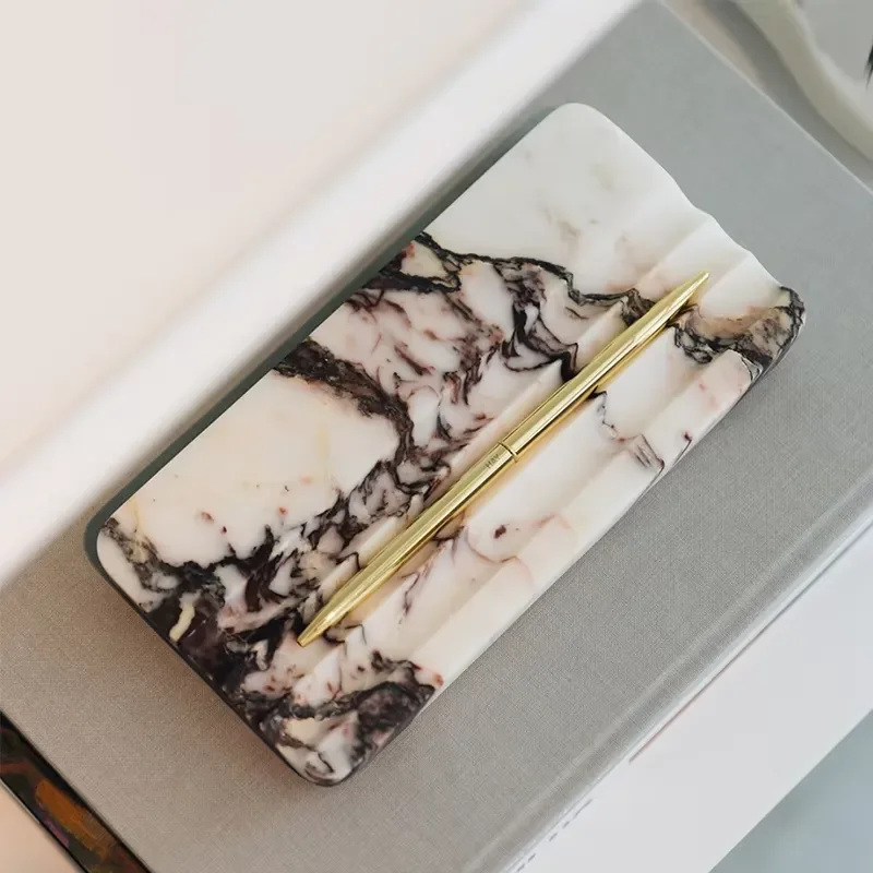 Natural stone Art Deco eco-friendly Karakata violet marble tray, suitable for home decoration gifts