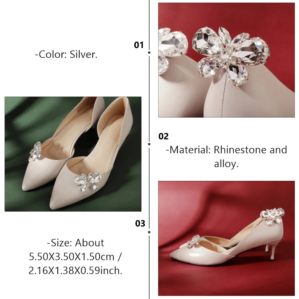 

Rhinestone Shoe Clips Universal Buckles Versatile Adornments Wedding Bridal Accessories Graceful Decorations Exquisite Shoe