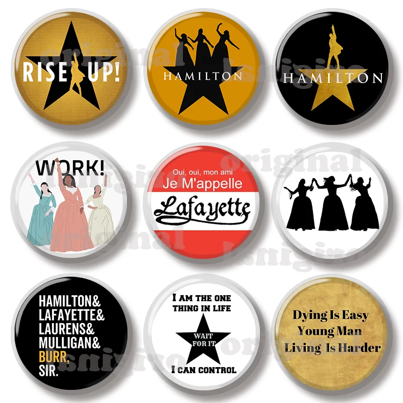 Pin musical clásico Hamilton de 44MM, pin de botón suave, insignia creativa de joyería, broche de dibujos animados, pin de solapa, decoración para bolso, mochila y sombrero