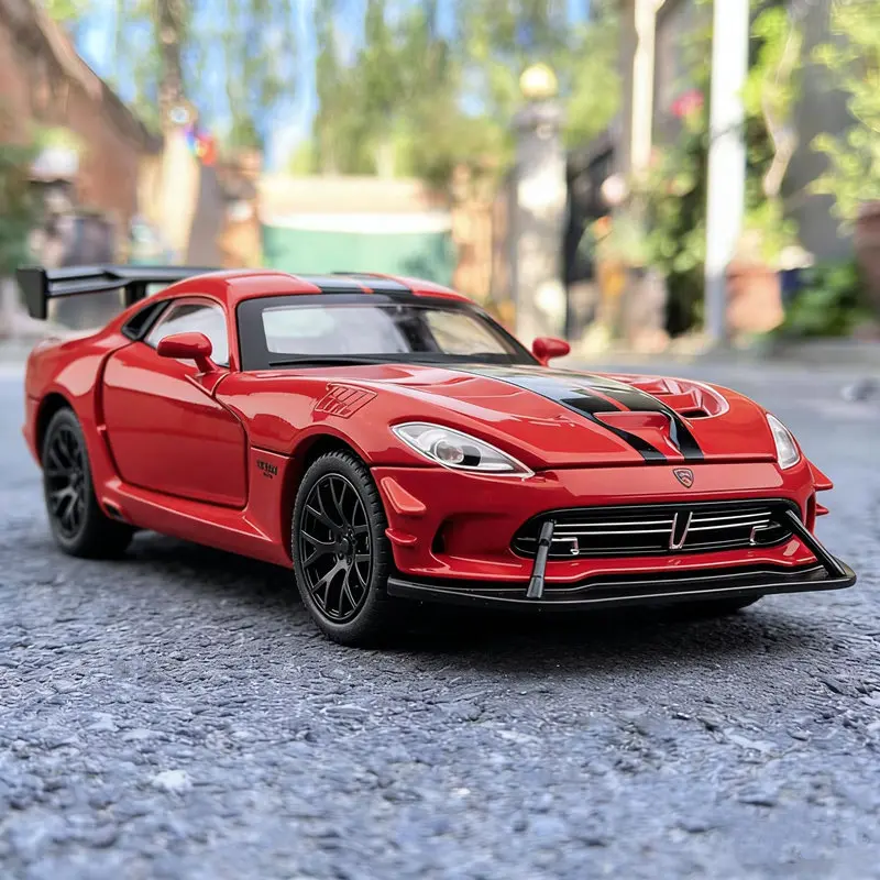 Modelo de coche deportivo de aleación Dodge Viper ACR SRT 1:32, vehículos de carreras de Metal fundido a presión, modelo de coche, sonido de simulación y luz, juguete para regalo para niños