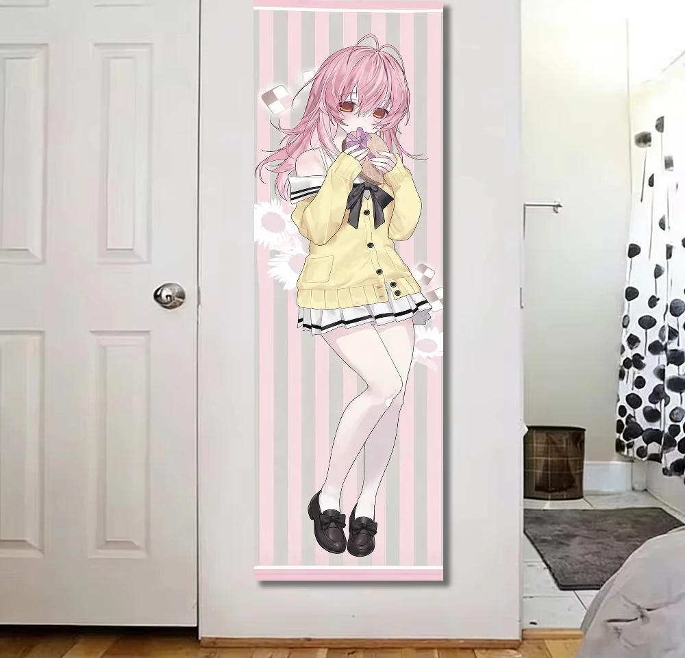 Du und ich und sie: Anime-Mädchen-Wandteppich mit langem, süßem, pinkfarbenem Kleid, vertikale Anime-Wanddekoration für Otaku-Schlafzimmer und Zuhause – Detail 2