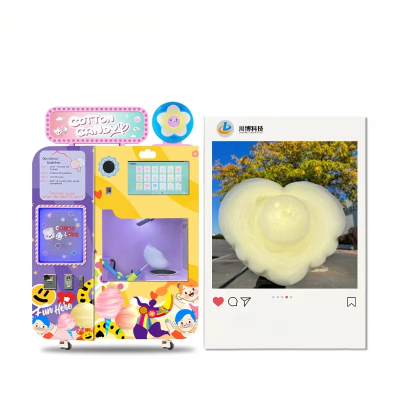 Cost-effective Customized 110V Automatic Cotton Candy Vending Machine Commercial Fairy Floss Robot for Global Market