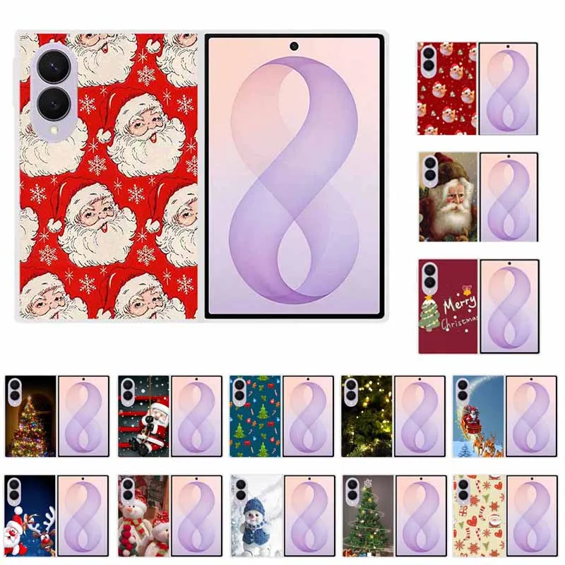Case For Samsung Galaxy Z Fold 8 Christmas Tree Santa Claus Transparent Clear Plastic Hard Cover For Samsung Galaxy Z Fold Wide.