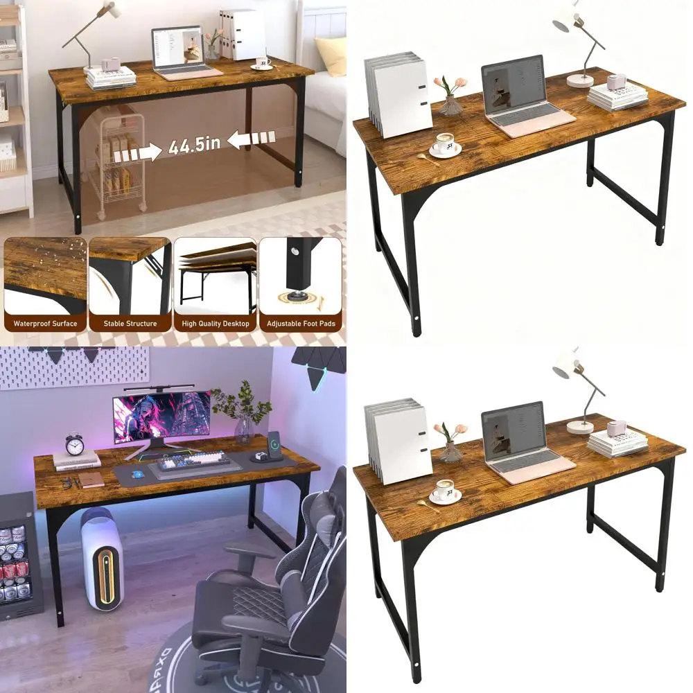 

47 Modern Metal Frame Home Office Desk for Gaming, Writing, and Study with Spacious Legroom