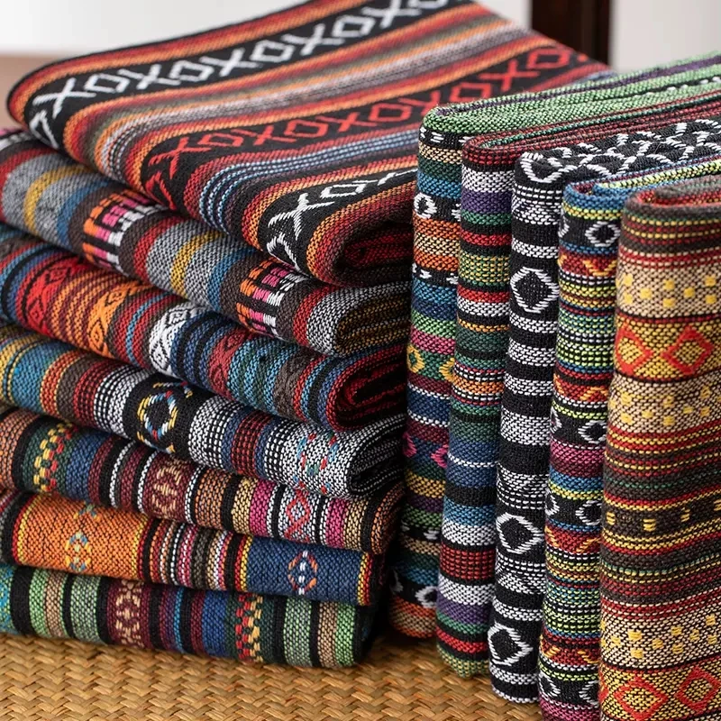 

New 150cm Ethnic Style Cotton Linen Fabric Textile Patchwork For Hotel Bar Tablecloth Sofa Cover Cushion Cloths Curtains Cloth